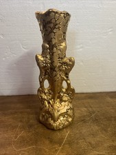 Gold Weeping Splatter Vase 22Carat VTG 8”Vase MCM Made in USA