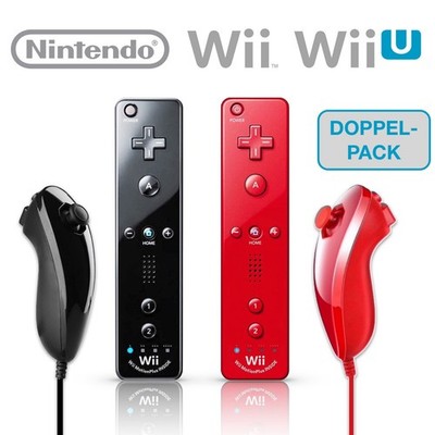Zwei / 2x Remote Motion Plus + Nunchuk ORIGINAL für Nintendo Wii / U    