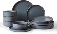 Famiware Nebula Ridge Stoneware Dinnerware Sets, Plates and Bowls Sets for 4, 12