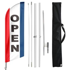 Open Feather Flag Kit with Pole & Stake - 11Ft Business Advertising Banner