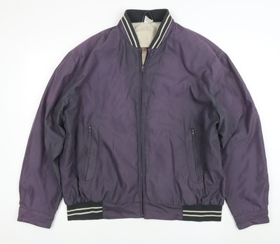 MAN Herren Lila Bomberjacke Größe L Reißverschluss Freizeit Varsity Style
