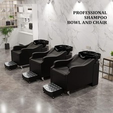 Salon Shampoo Backwash Chair w/ Ceramic Bowl Hair Washing Treatment Unit Station