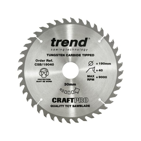 CSB/19040 - Trend Wood Circular Saw Blade 190mm x 30mm x 40T - Image 3