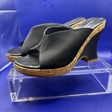 Vintage Charles Jourdan Paris Wicker Wedges Black Sz 7 EUC RARE! (0017)