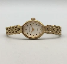 Bulova Watch Womens 16mm Gold Tone Octagonal Dial Dress New Battery 6.75"