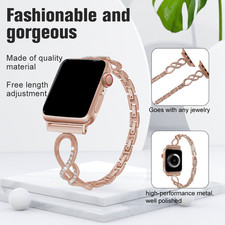For Apple Watch iWatch Series SE 9 8 7 6 5 4 3 Diamonds Metal Strap Band 38-49mm