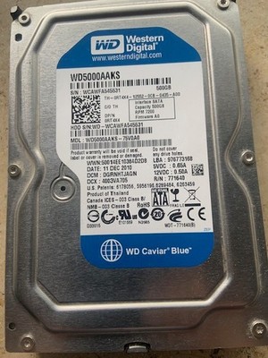 Western Digital Caviar Blue 500GB HDD WD5000AAKS 3,5'' SATA Festplatte PC