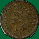 1884 Indian Head Cent Choice Extremely Fine XF+/AU Coin #43573