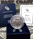 2013 "W" American 1oz SILVER Eagle *BURNISHED* $1 Box & COA Bullion ECC&C, Inc.