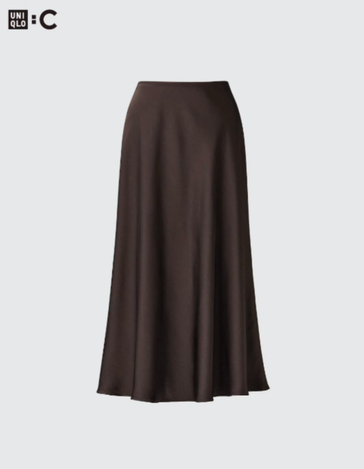 Uniqlo C Satin Long Skirt Women XS-XXL Elastic Waist Elegant Glossy NWT thumbnail 2