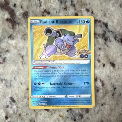Pokémon Radiant Blastoise Holo Radiant Rare 150 HP Pokémon GO 018/078 Card