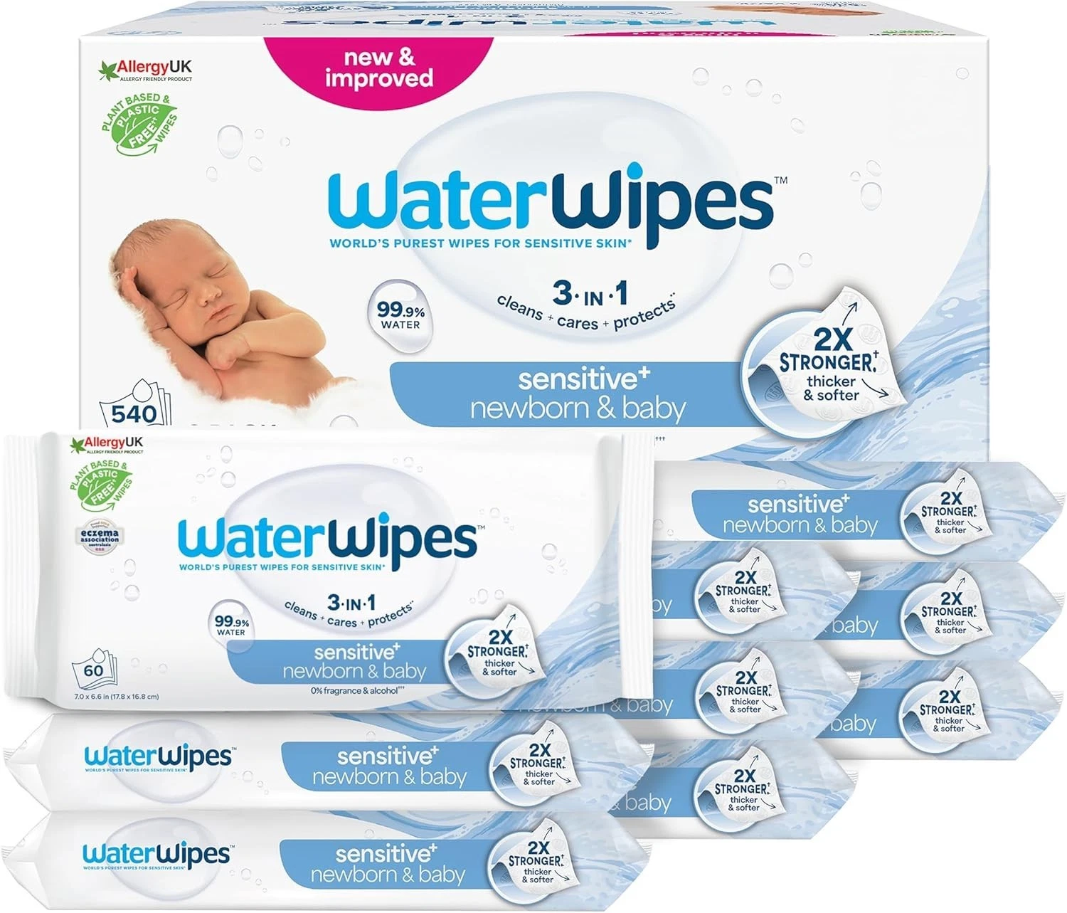 WaterWipes Original Plastic Free Baby Wipes, 540 Count (9 packs), 99.9% Water B
Opens in a new windo
