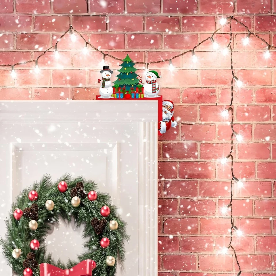 Weihnachtsdeko Holz Türrahmen Türdeko Schneemann Weihnachtsmann Fenster - Bild 2 von 4