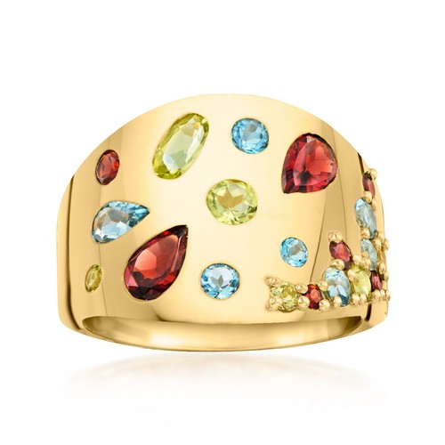 Ross-Simons 2.10 ct. t.w. Multi-Gemstone Ring in 18kt Gold Over Sterling. Size 7
