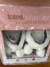 Totes Toasties Women’s Pom Pom Mules Navy  Size S 3/4