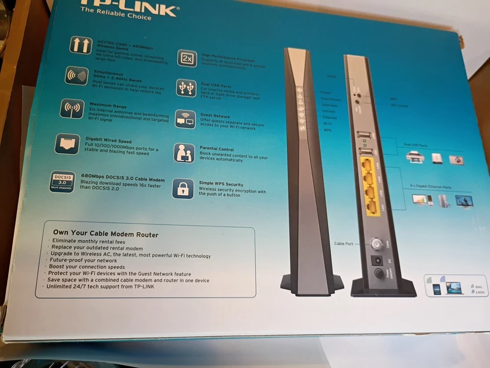 TP-LINK Archer CR700 Wireless Dual Band AC1750 DOCSIS 3.0 Cable Router Sealed - Image 3 of 3