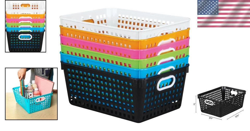 Neon Plastic Book Baskets, 6 Pack, Large Size - Image 2 of 4