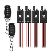 Mini Wireless Switch 12V 4 Way Remote DC 5V/12V/24V/48/10A Relay Light 328FT