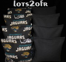 CORNHOLE BEAN BAGS w JACKSONVILLE JAGUARS fabric on both sides of logo game bags