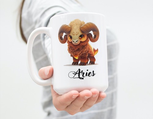 Personalisierte WIDDER Sternzeichen & Sternbild Kaffee Tee Becher Tasse 15 Unzen Keramik - Bild 1 von 8