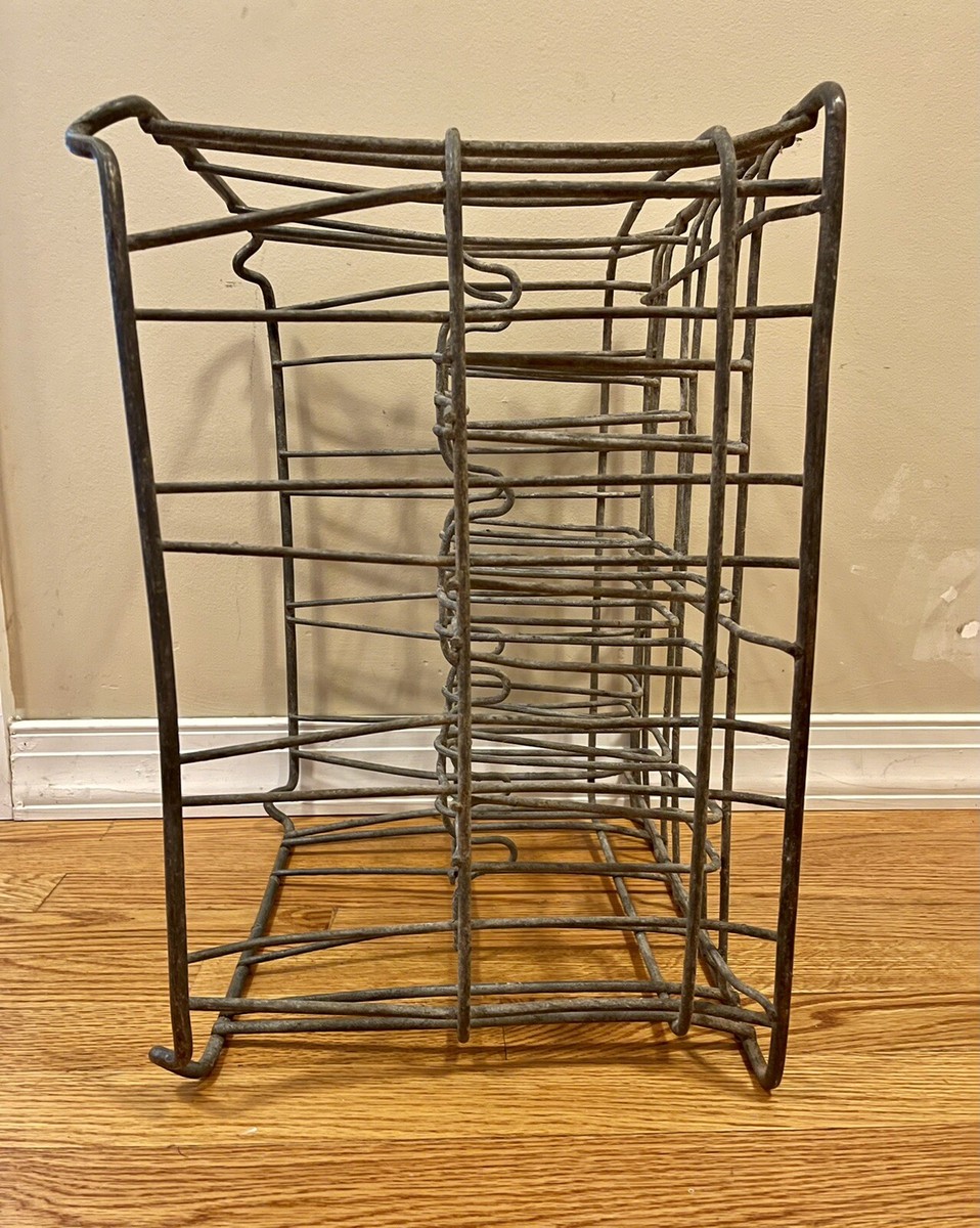 テント・タープ Vtg wire l milk crate USA 70's Vintage 1970s Galvanized Metal Wire Dairy Milk Crate ~ 18