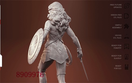 Wonder Woman 3D Printing Unpainted Figure Model GK Blank Kit Sculpture New Stock - Picture 3 of 9