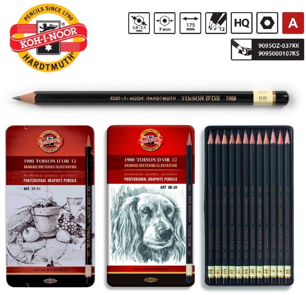 KOH-I-NOOR TOISON Graphite Pencil Set 8B-8H | eBay