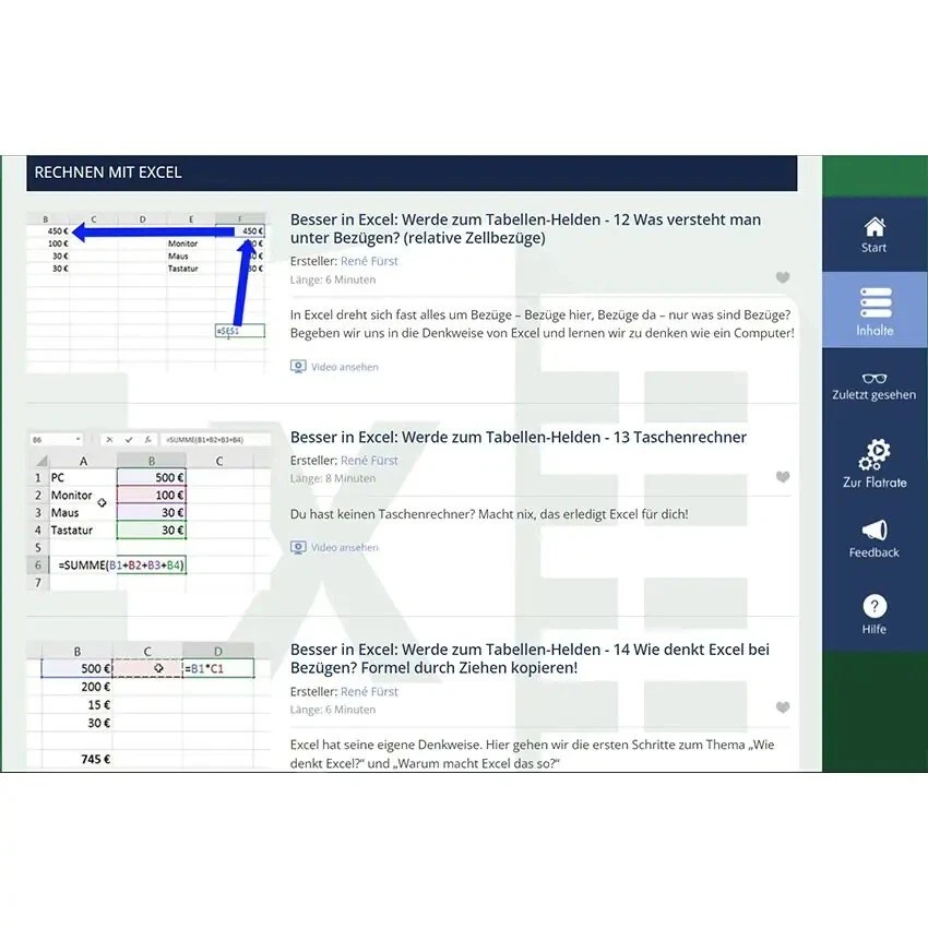Franzis Excel Grundlagen - Videokurse - 32 Lektionen - PC Download Version - Bild 4 von 4