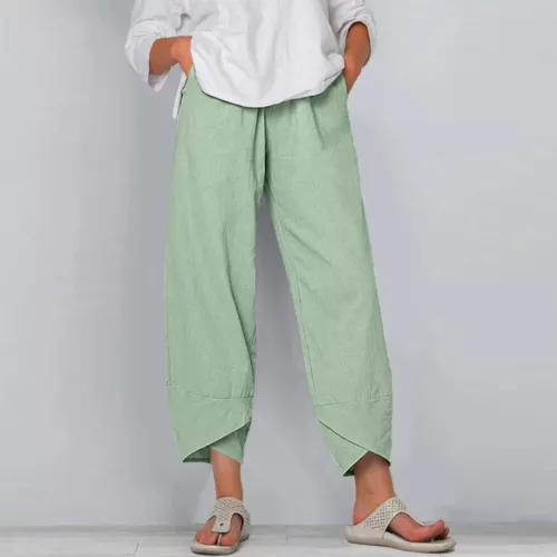 Summer Womens Ladies Cotton Linen Baggy Casual Harem Pants Trousers Plus Size - Picture 9 of 11