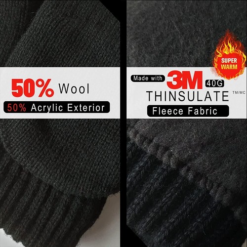 EvridWear Winter Convertible Fingerless Gloves, Wool Mittens Warm, Unisex Style - Picture 43 of 50