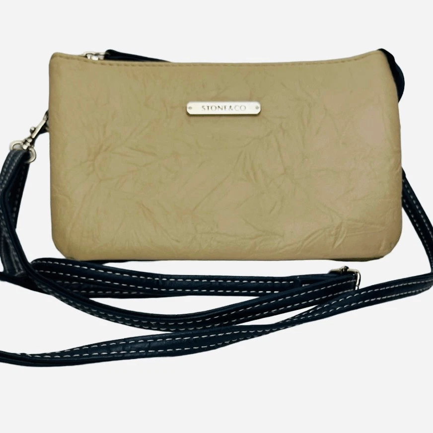 Stone Co. Leather Mini Travel Purse Multi Pocket Expandable Crossbody Wallet