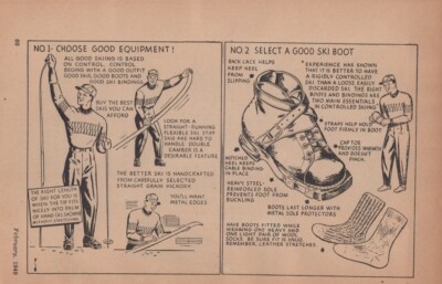 1949 Ski Lodge Equipment Ski Boot Instructions Tips Illustration Page 1940s