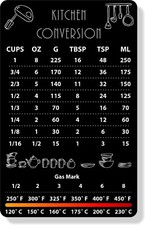 Kitchen conversions chart magnet fridge cooking aid baker guide