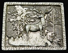 Elk Wildlife Scene Vintage Belt Buckle