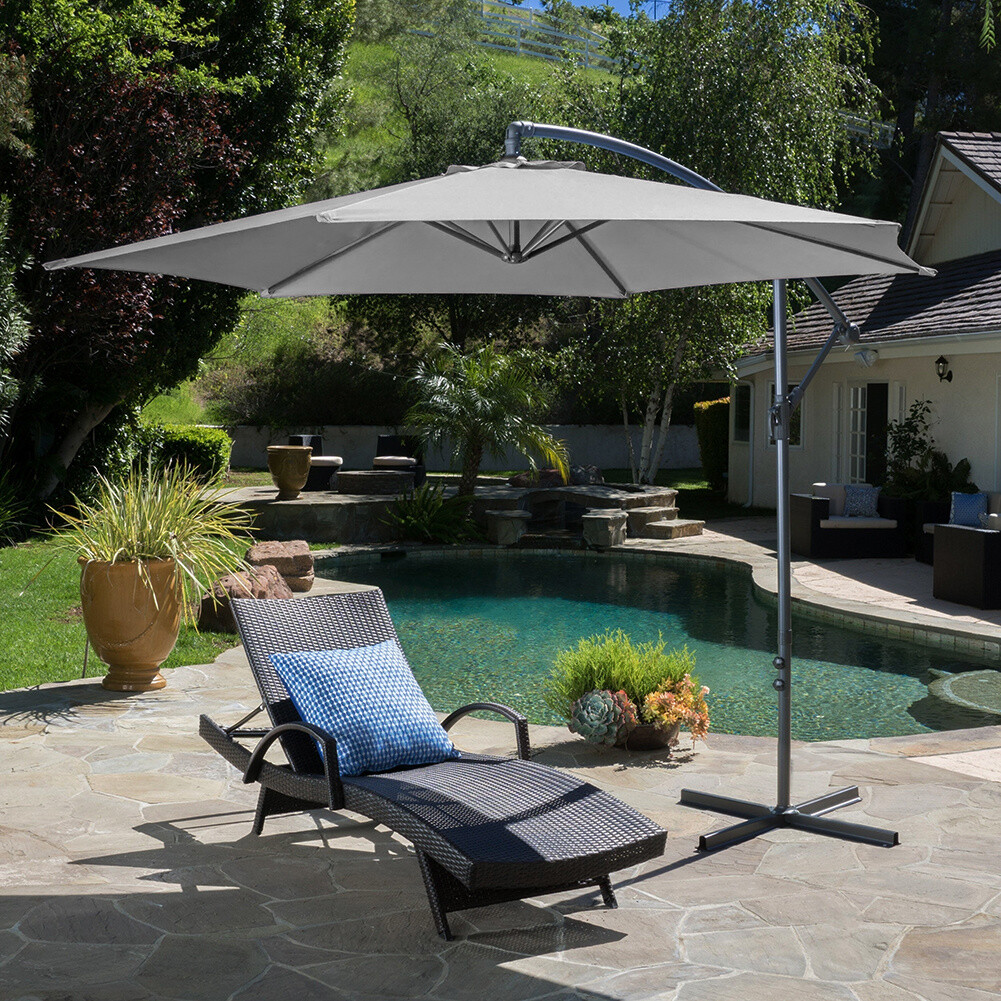 Garden Parasol 3m Sun Shade Patio Cantilever HEAVY DUTY Umbrella Tilting  Crank