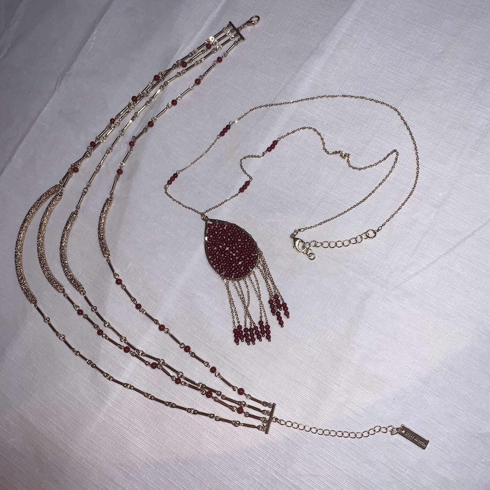 lot / bundle multi-layer statement necklace red s… - image 5