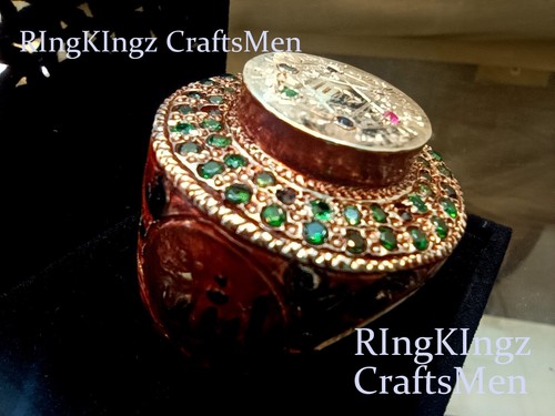 Healing Talisman Mens Ring Natural Gemstones 925 Sterling Silver Size 9 Amulet - Picture 5 of 7