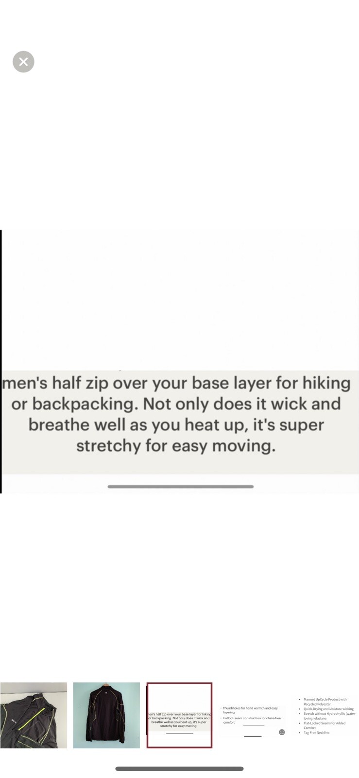 Marmot 1/2 Zip Performance Pullover Thumbholes Ny… - image 8