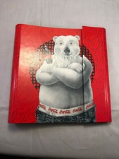 1995 COCA-COLA POLAR BEAR TRIFOLD VELCRO BINDER 2 inside folders original paper