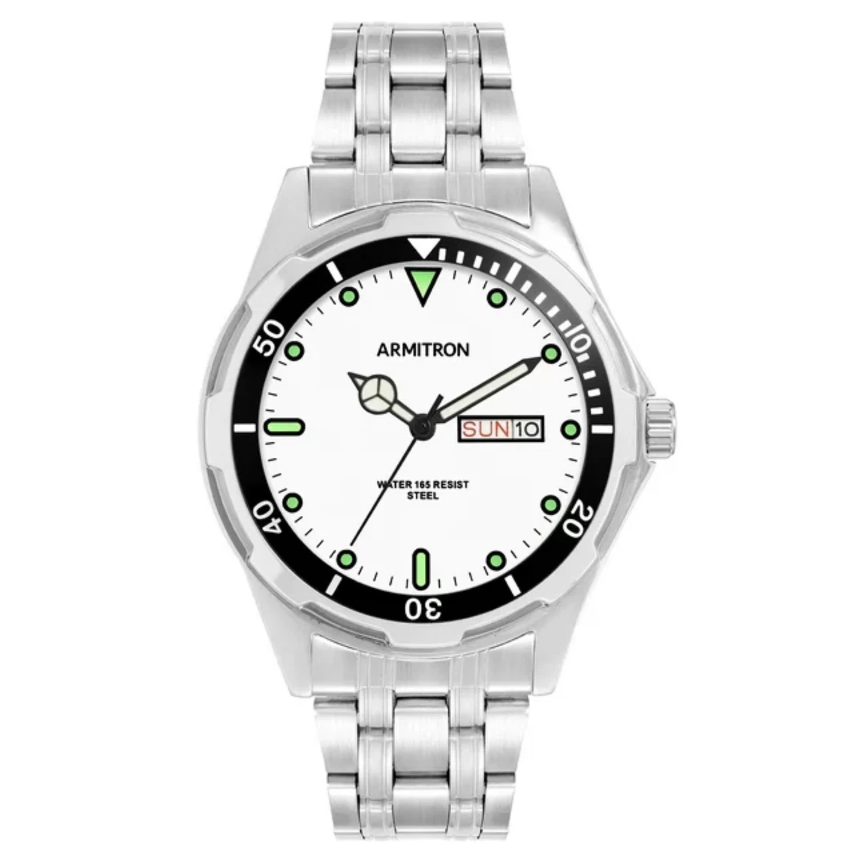 Armitron 20 5542WTSVWM Men s Silver Tone Round White Dial Casual Watch