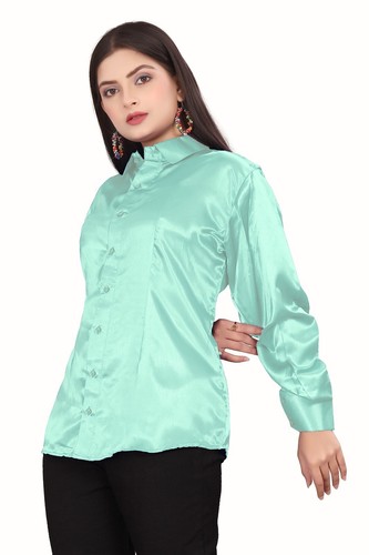 Satin Button Down Hemd Langarm Hemd Damen Freizeit Bürokleidung Hemd S81 - Bild 17 von 173