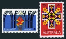 Australia 429-430,MNH.Mi 390-391. Christmas 1967.Cross,Stars of David,Flower.