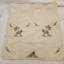 Vintage Stamped Linen Embroidery Panel Flower and butterflies 44 JBK Company