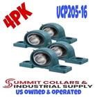 UCP205-16 Pillow Block Bearing 1" Bore SOLID BASE Self Aligning 2 Bolt (4PK)