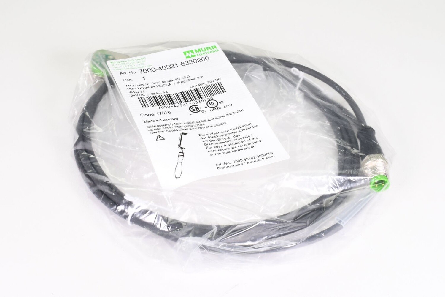 MURR ELEKTRONIK 7000-40321-6330200, Connector, L=2m