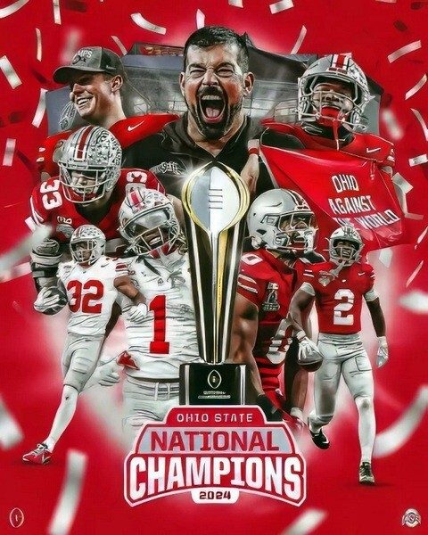 2024 OHIO STATE BUCKEYES National Champions Glossy 8 x 10 Photo Poster