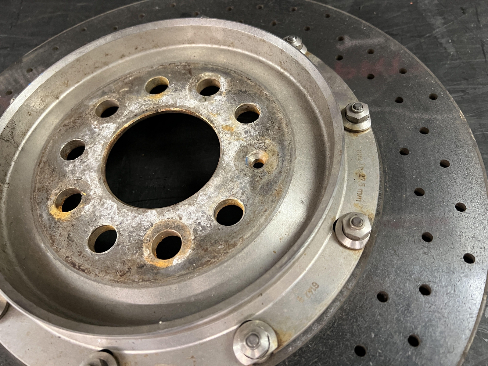2007 BENTLEY CONTINENTAL GT DRIVER LEFT REAR CERAMIC BRAKE ROTOR ID# 4E0615601N