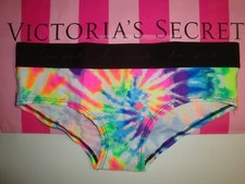 NEW VICTORIA'S SECRET PINK LOGO HIPSTER PANTY PINK MULTI-COLOR TIE DYE PRINT S