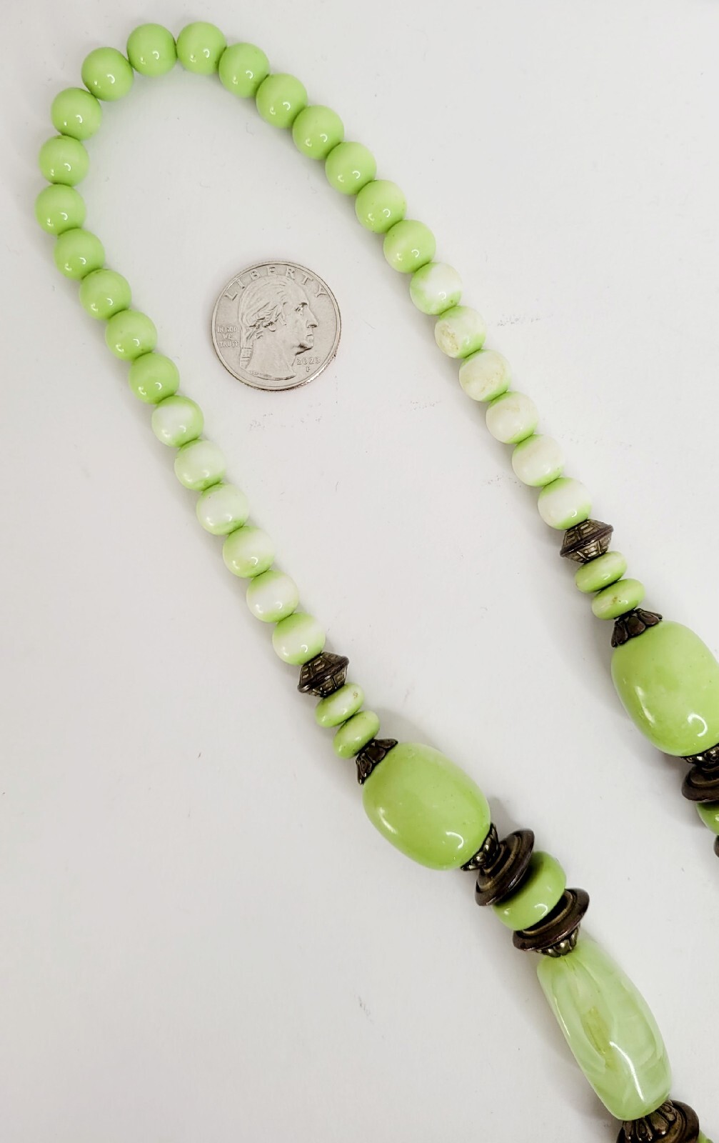 Continuous Statement Multi Strand Beaded Green Ne… - image 8