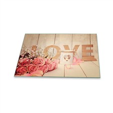 Herdabdeckplatten Ceranfeldabdeckung Spritzschutz Glas 80x52 Blumen Pink